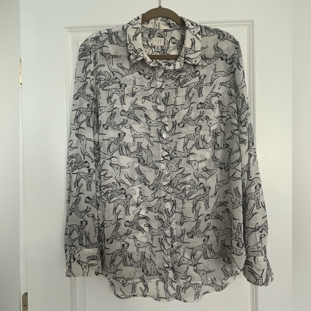 Target A New Day Dalmatian Print Sheer Button Up Blouse XL